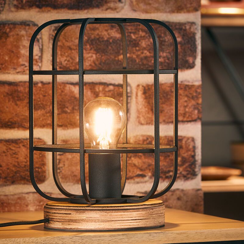 Træ bordlampe sort, Taede Træ bordlampe sort, Taede