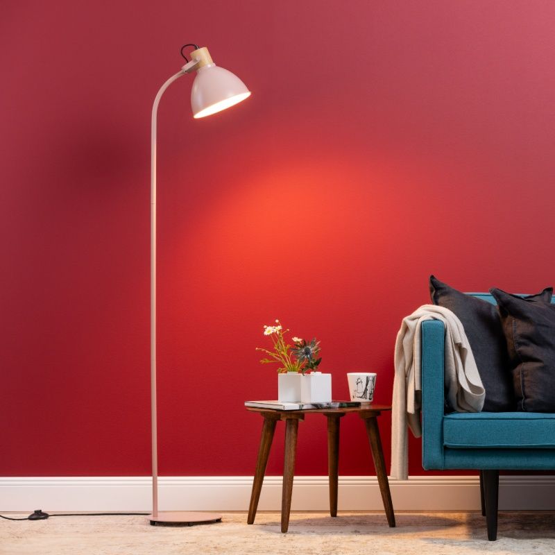 Rustik gulv lampe lyserød, Thalina, med brytare Rustik gulv lampe lyserød, Thalina, med brytare