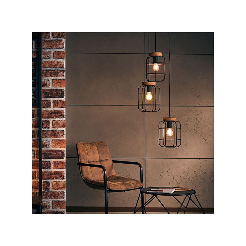 Træ pendel lampe spisebord sort, Taede