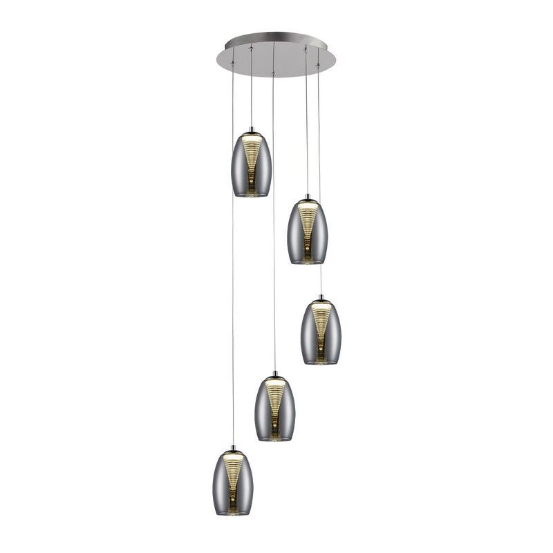 Modern pendel lampe spisebord krom, Aliyah, 5W, 3000K LED