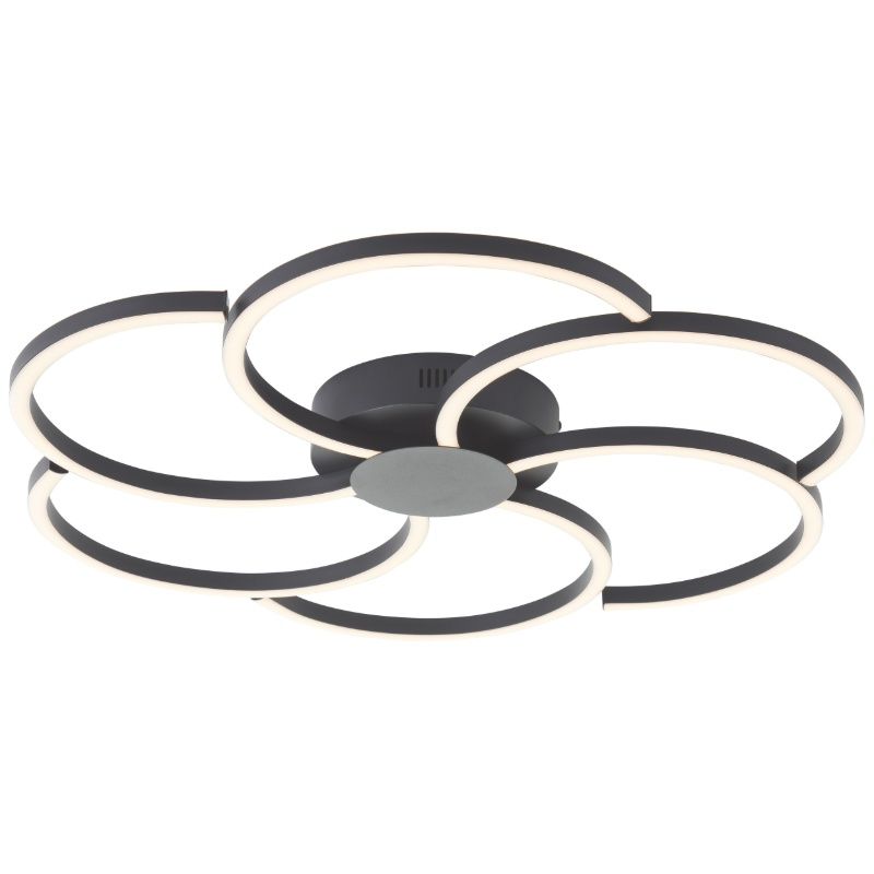 Design loftlampe sort, Somia, 32W, varm til kold hvid justerbar LED, med fjärrkontroll