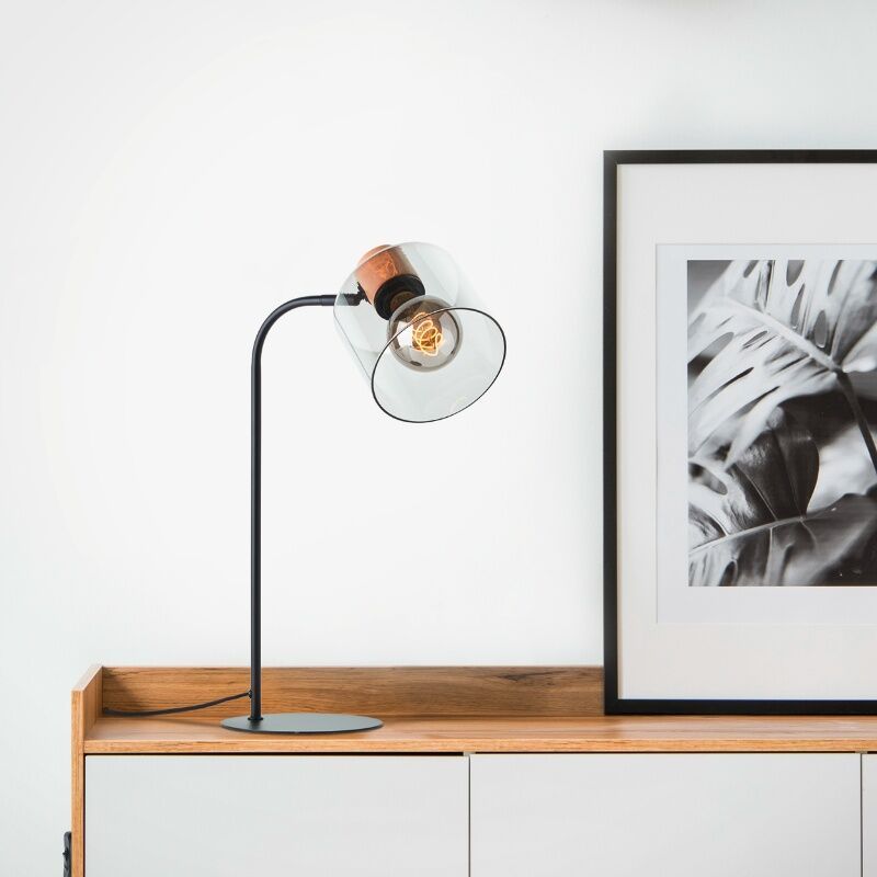 Modern bordlampe grå, Serkan, med brytare Modern bordlampe grå, Serkan, med brytare