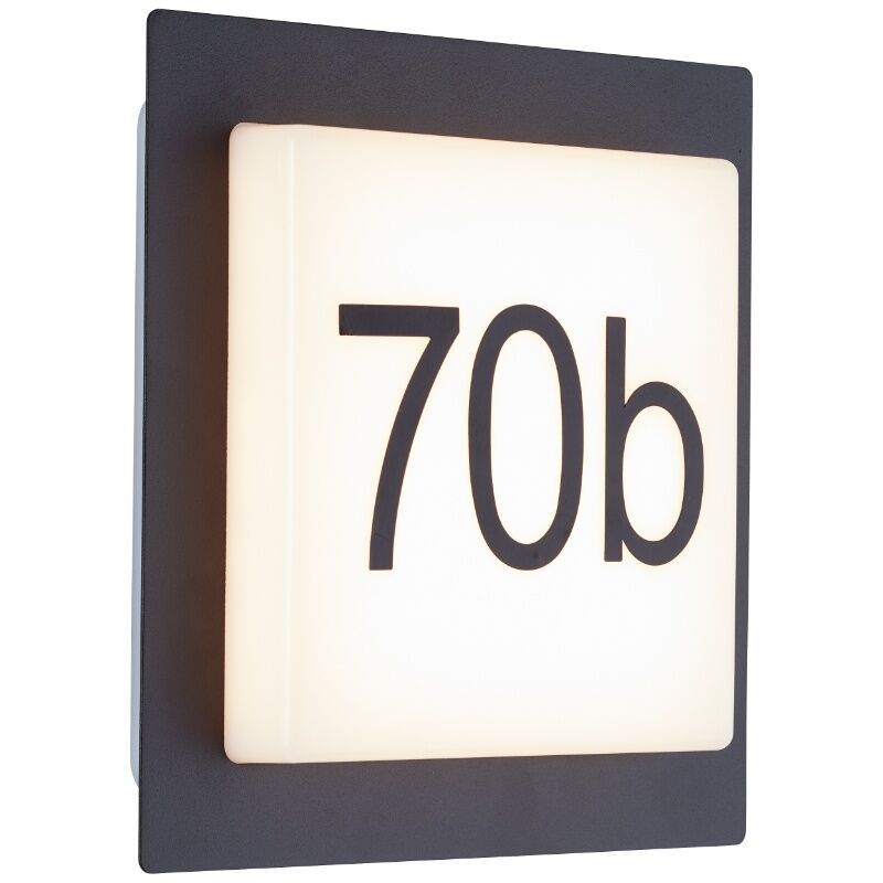 Aluminium husnummer med lys sort, Nurcan, 9W, 3000K LED, IP44