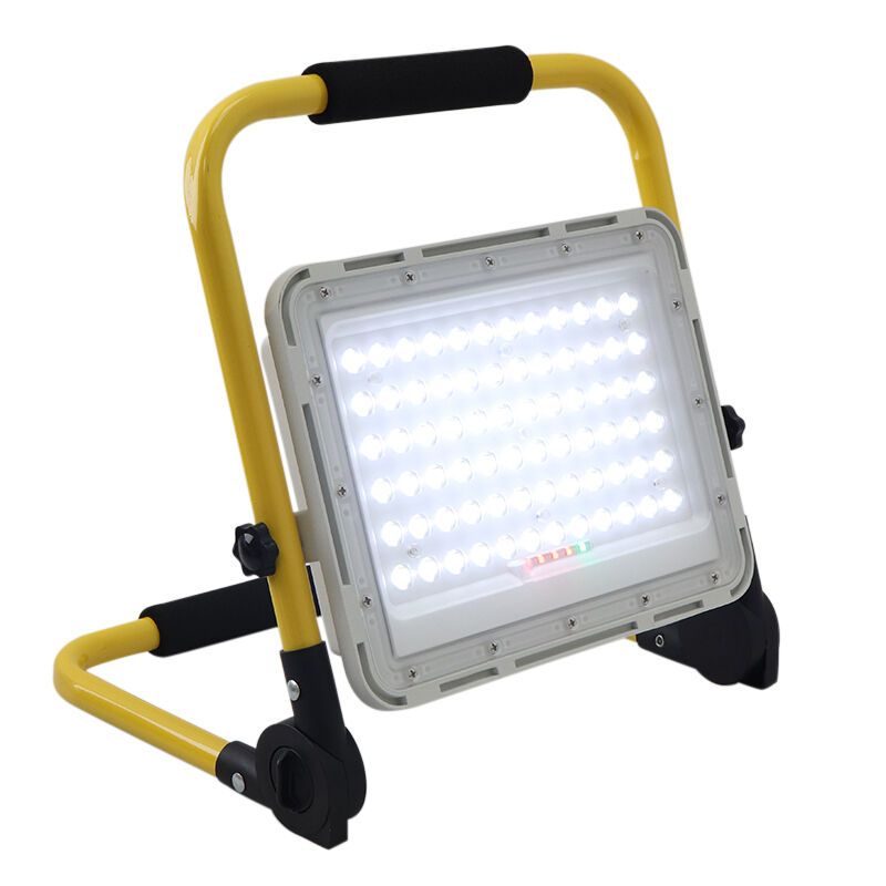 Gul genopladeligt arbejdslygte aluminium, Hilmi, 100W, 6500K LED, IP44, med brytare