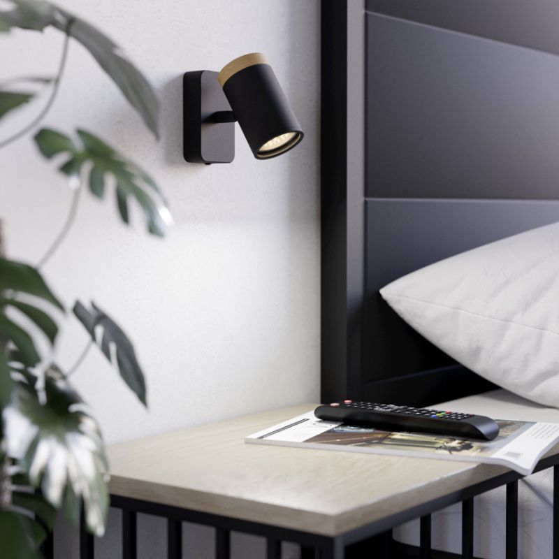 Sort modern vægspot stål, Consuma, IP44