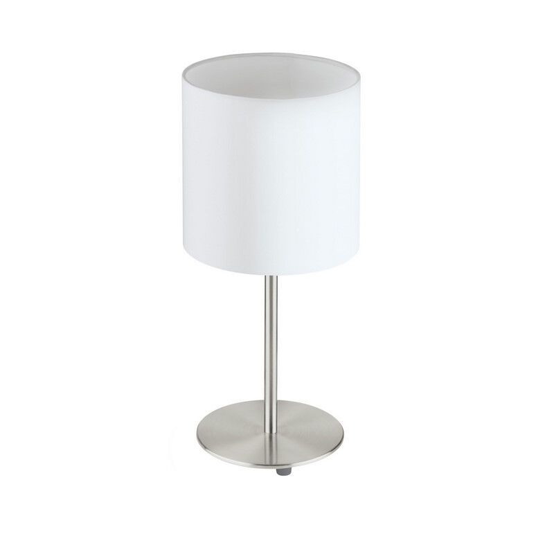 Hvid modern bordlampe stof, Abano, med brytare Hvid modern bordlampe stof, Abano, med brytare