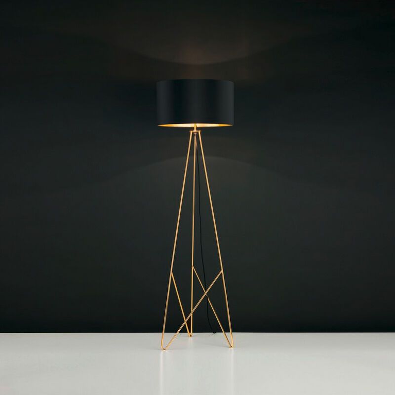 Guld design gulv lampe metal, Viola, med brytare