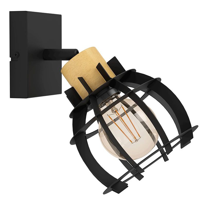 Sort retro vægspot aluminium, Redouan