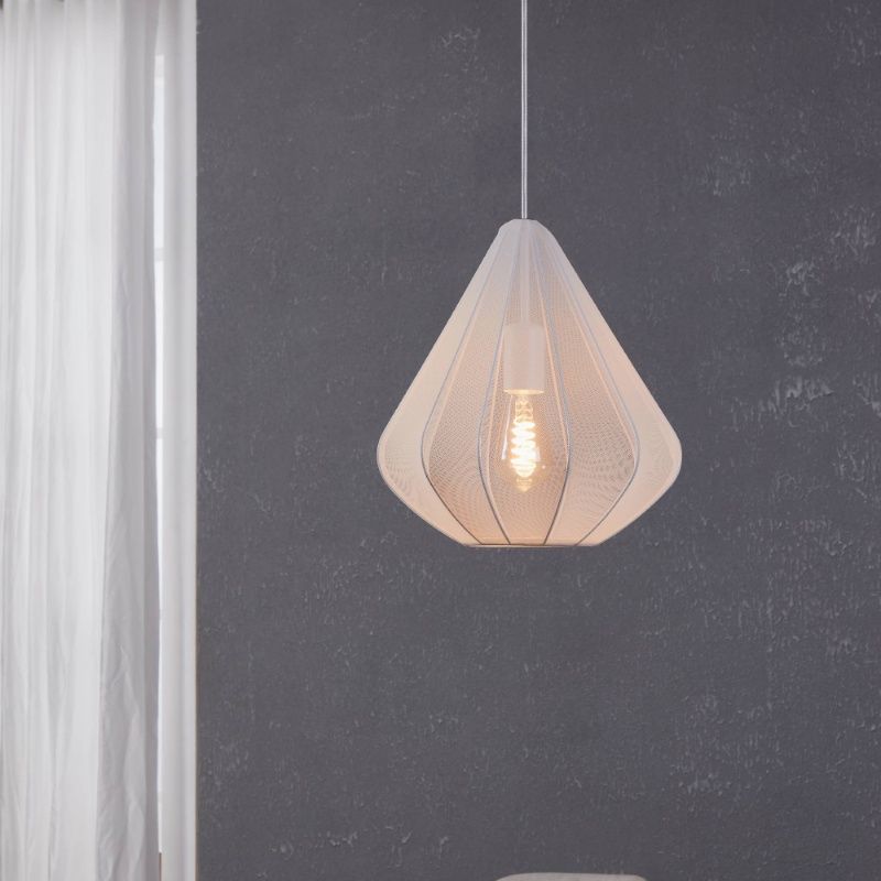 Hvid japandi pendler lampe stål, Agnese