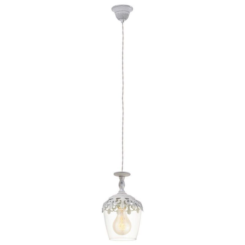 Hvid rustik pendler lampe glas, Fredda