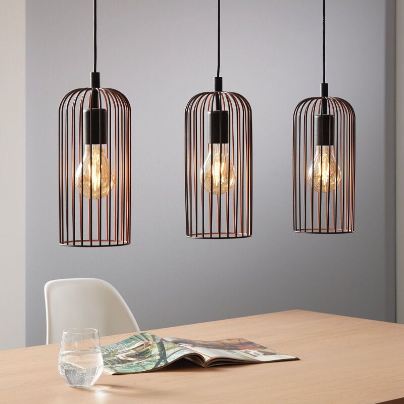 Sort industri pendler lampe stål, Silje