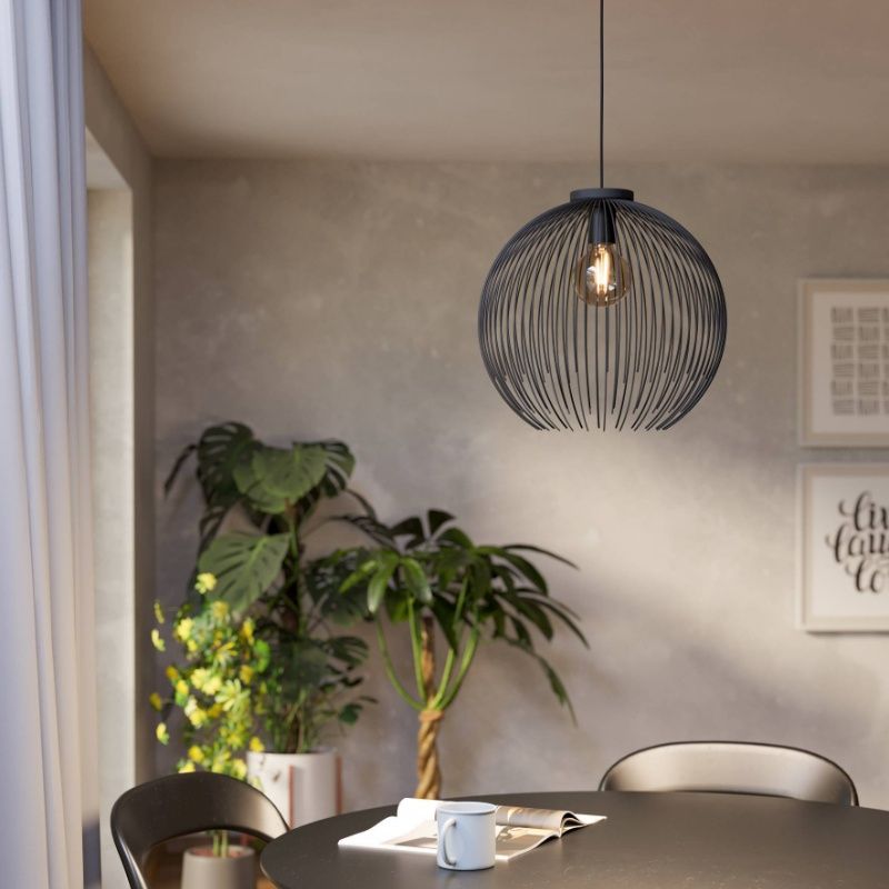 Sort industri pendler lampe stål, Keimpe