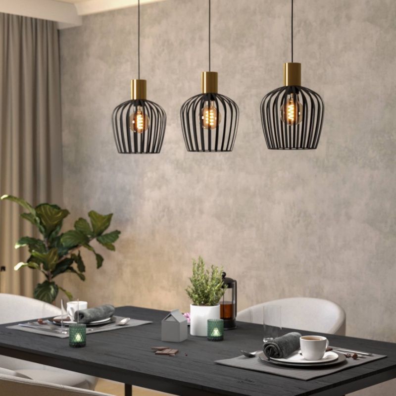 Sort industri pendler lampe stål, Insaf
