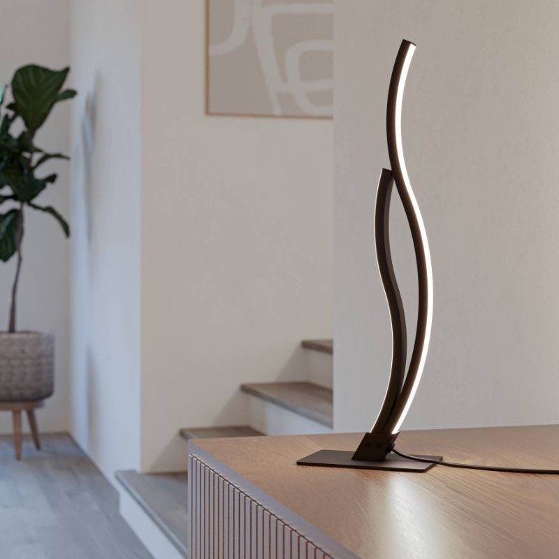 Sort design bordlampe stål, Tevin, 12W, 4000K LED, med brytare