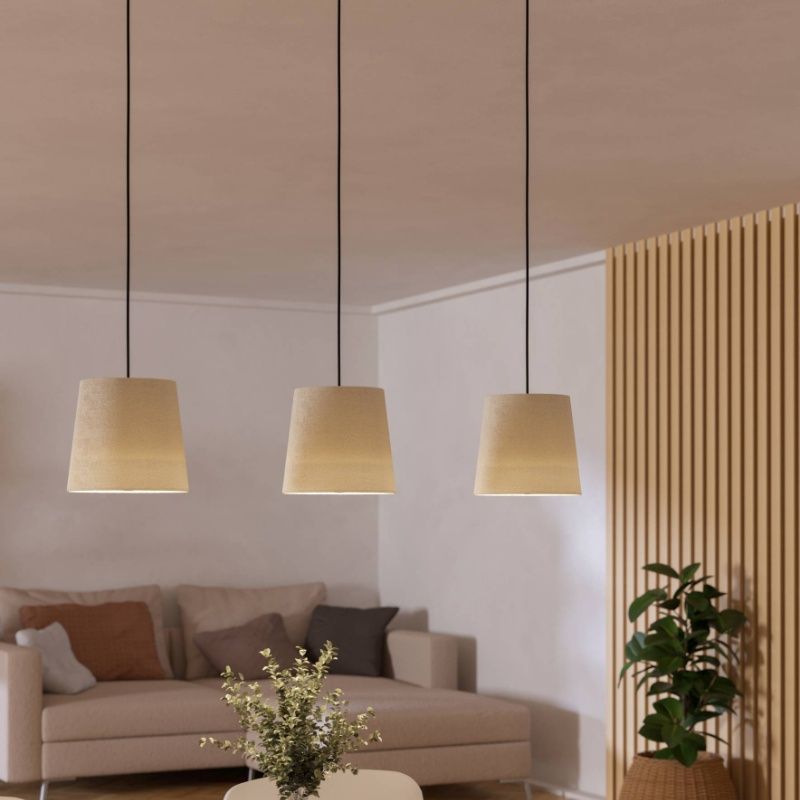 Sort modern pendler lampe stof, Siham