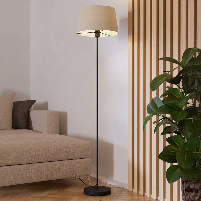 Sort modern gulv lampe stof, Siham, med brytare