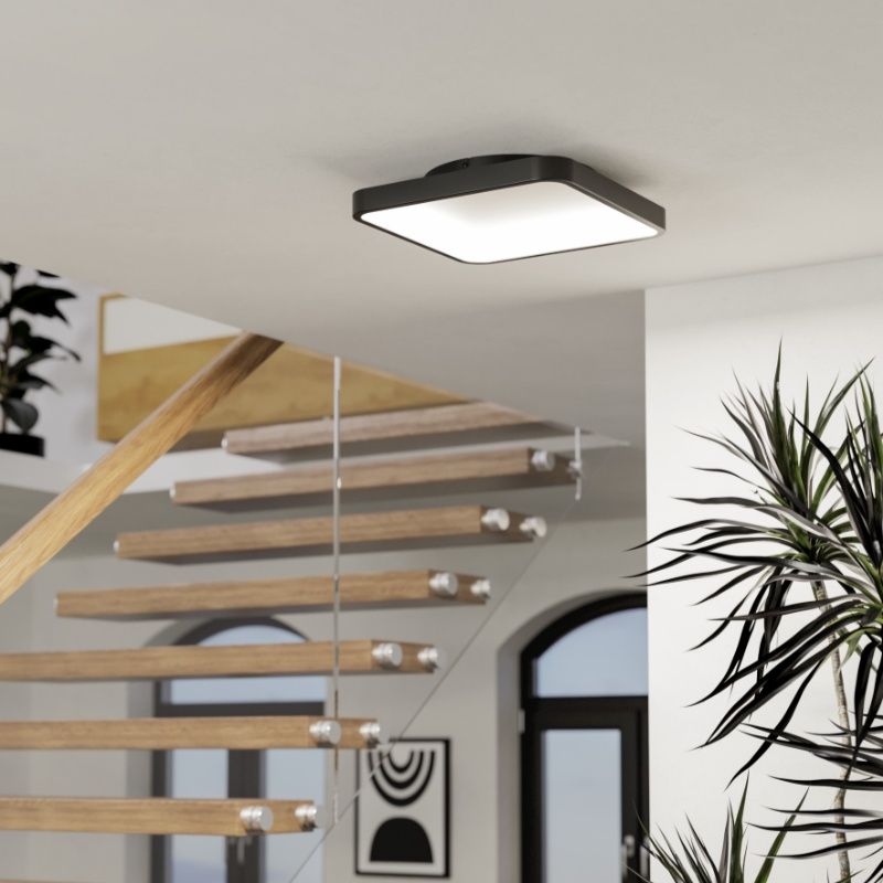 Sort modern smart loftlampe stål, Shauni, 20W, RGBW LED, med fjärrkontroll Sort modern smart loftlampe stål, Shauni, 20W, RGBW LED, med fjärrkontroll