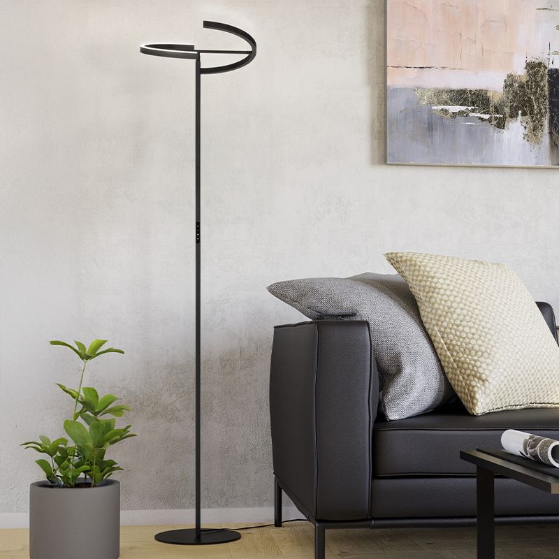 Sort design gulv lampe plast, Corwin, 8,8W, 3000K LED, med touch lysdæmper