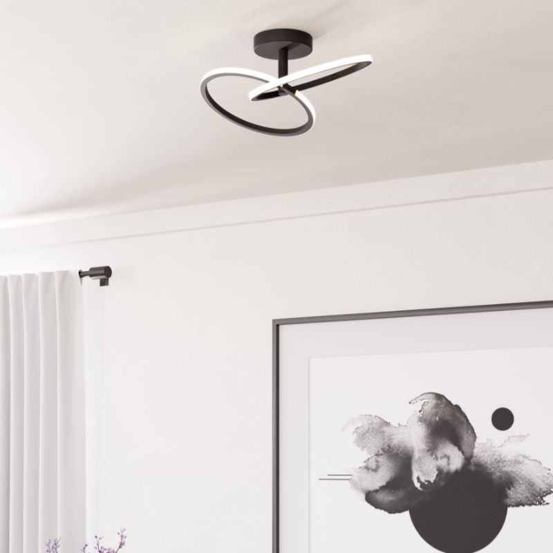 Sort design loftlampe stål, Minh, 12W, white switch LED