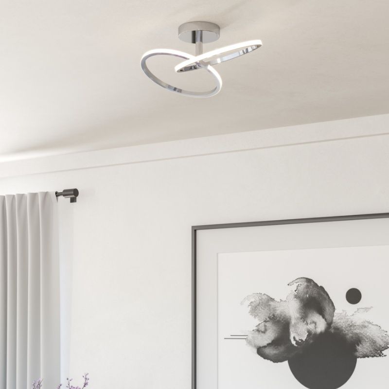 Krom design loftlampe stål, Minh, 12W, white switch LED Krom design loftlampe stål, Minh, 12W, white switch LED