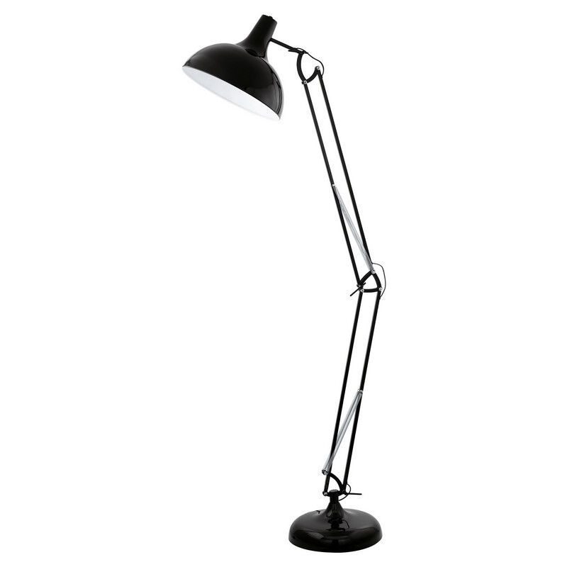 Sort industri gulv lampe metal, Josha, med brytare