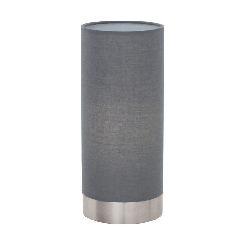 Grå modern bordlampe stof, Abano, med beröringsdimmer