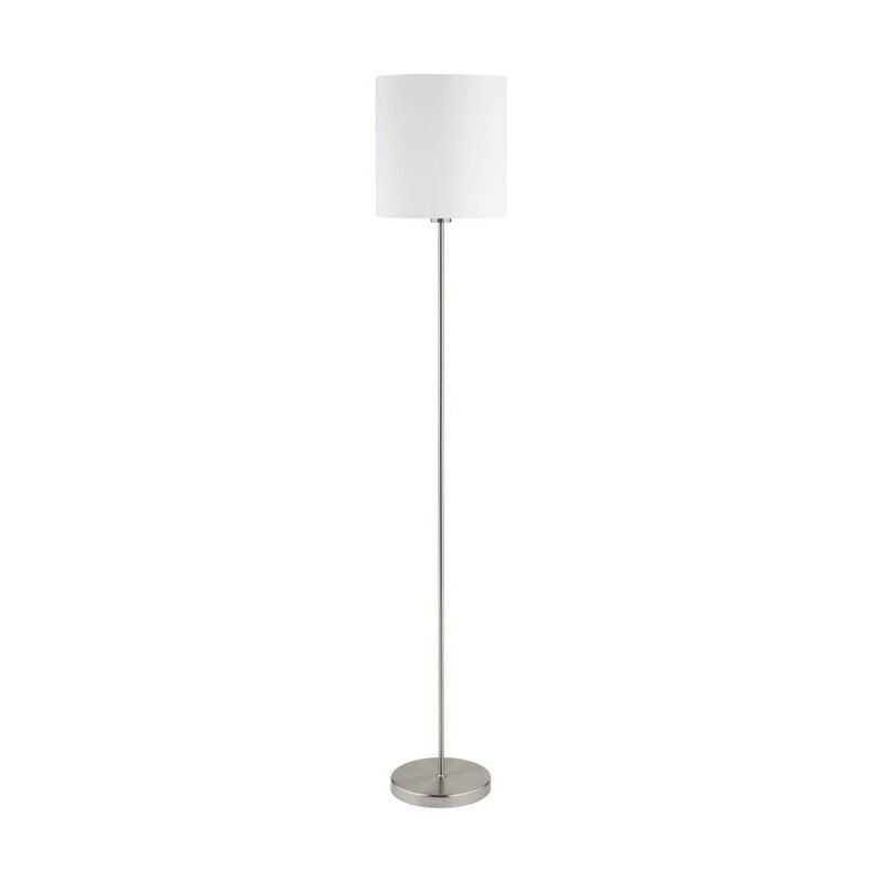 Hvid modern gulv lampe stof, Abano, med brytare Hvid modern gulv lampe stof, Abano, med brytare