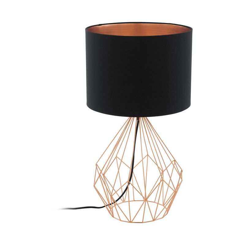 Kobber modern bordlampe stof, Anieke, med brytare