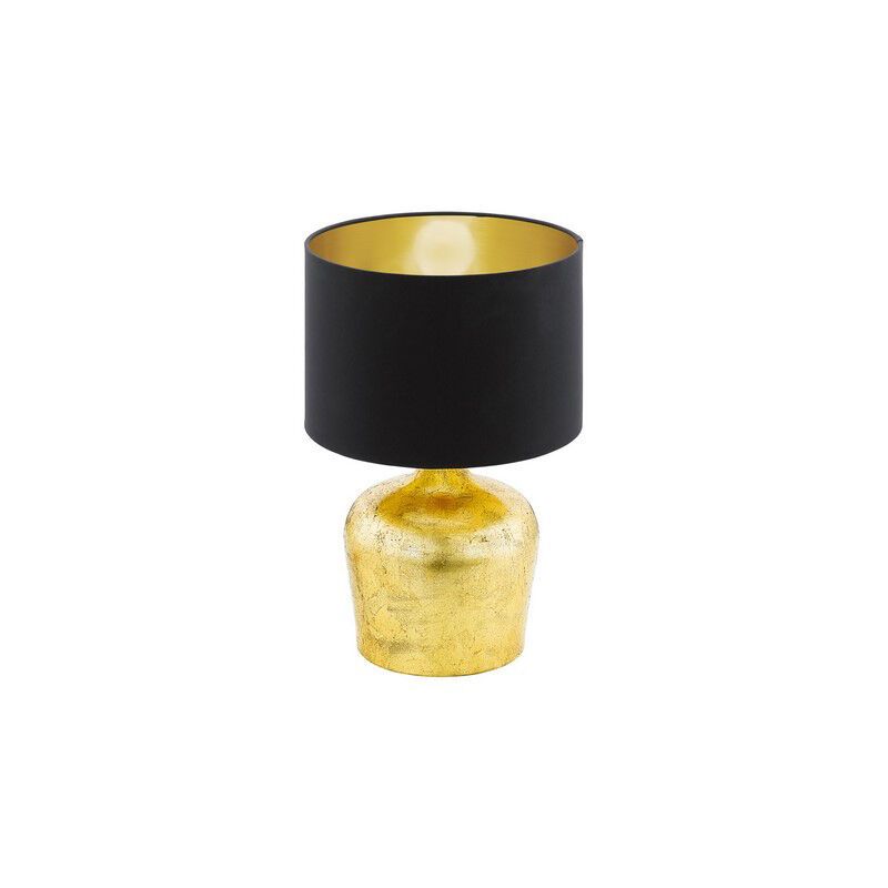 Guld modern bordlampe stof, Elvin, med brytare Guld modern bordlampe stof, Elvin, med brytare