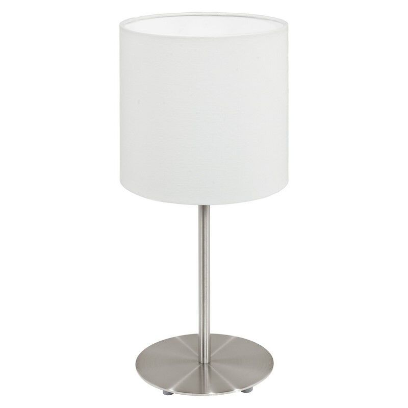 Hvid modern bordlampe stof, Abano, med brytare