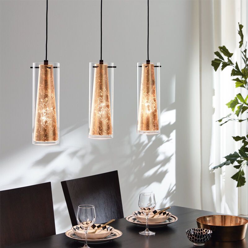 Guld modern pendler lampe glas, Barceno