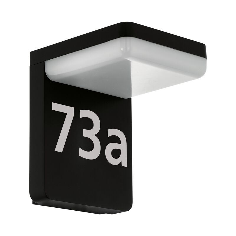 Sort modern husnummer med lys aluminium, Gerline, 10W, 3000K LED, IP44 Sort modern husnummer med lys aluminium, Gerline, 10W, 3000K LED, IP44