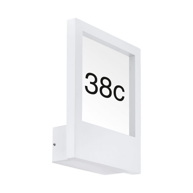 Hvid modern husnummer med lys aluminium, Jovan, IP44