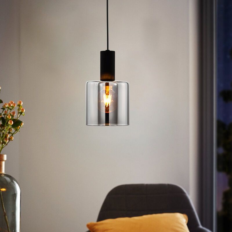 Grå modern pendler lampe glas, Paulina