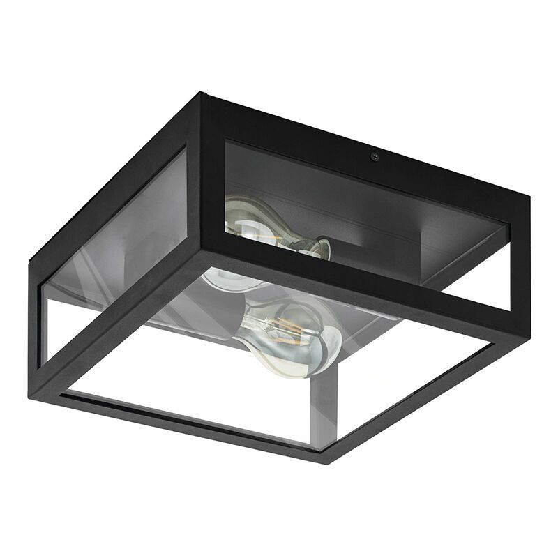Sort modern loftlampe badeværelse glas, Amadou, IP44 Sort modern loftlampe badeværelse glas, Amadou, IP44