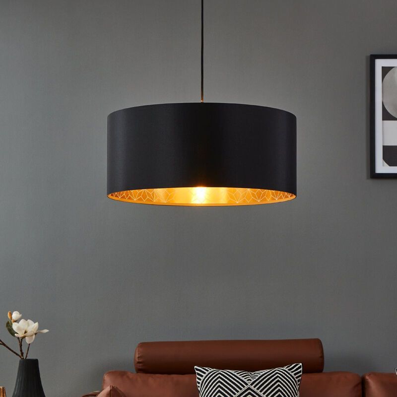 Sort modern pendler lampe stof, Kelsey Sort modern pendler lampe stof, Kelsey