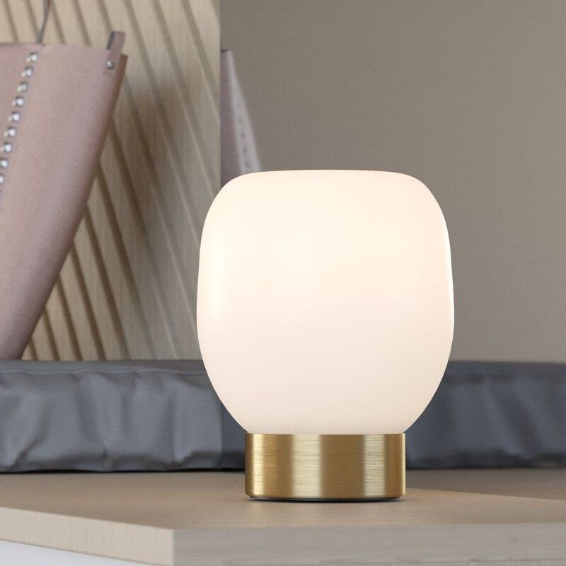 Hvid design bordlampe glas, Jeannine, med brytare