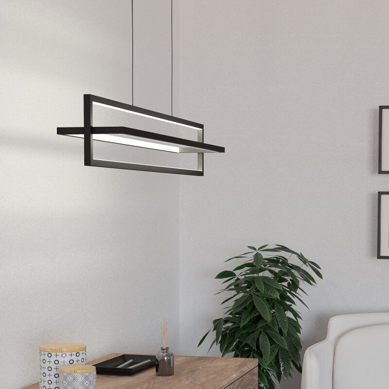 Sort modern pendler lampe aluminium, Lianne, 34W, varm til kold hvid justerbar LED, 3 trins lysdæmper
