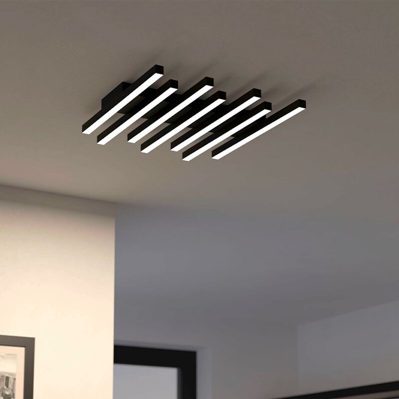 Sort modern plafond aluminium, Iona, 25,6W, varm til kold hvid justerbar LED, 3 trins lysdæmper