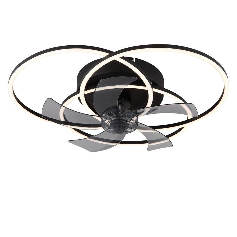 Sort design loftventilator aluminium, Kamiel, 40W, varm til kold hvid justerbar LED, med fjärrkontroll