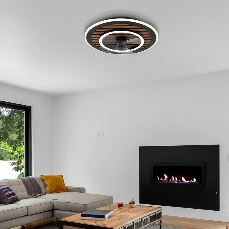 Sort design loftventilator metal, Maha, 36W, varm til kold hvid justerbar LED, med fjärrkontroll