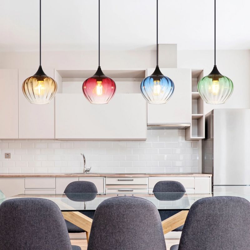 Multi-Farvet design pendel lampe spisebord glas, Herm