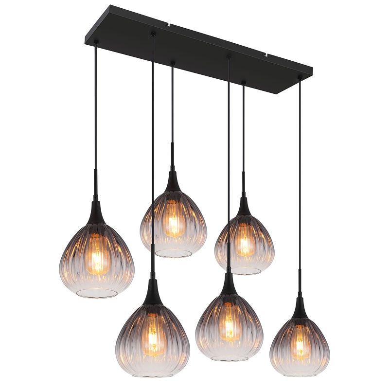 Sort retro pendler lampe glas, Olof