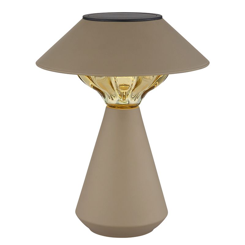 Brun modern solcelle bordlampe udendørs plast, Nasr, 0,06W, 3000K LED, IP44, med brytare