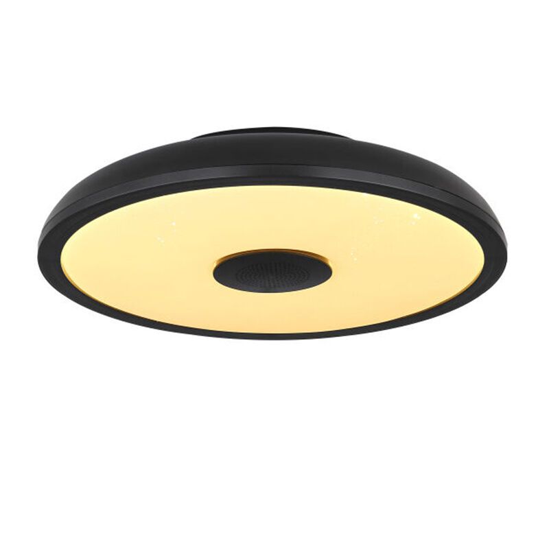Sort modern plafond plast, Musica, 18W, justerbar lysfarve LED, IP44, med fjärrkontroll