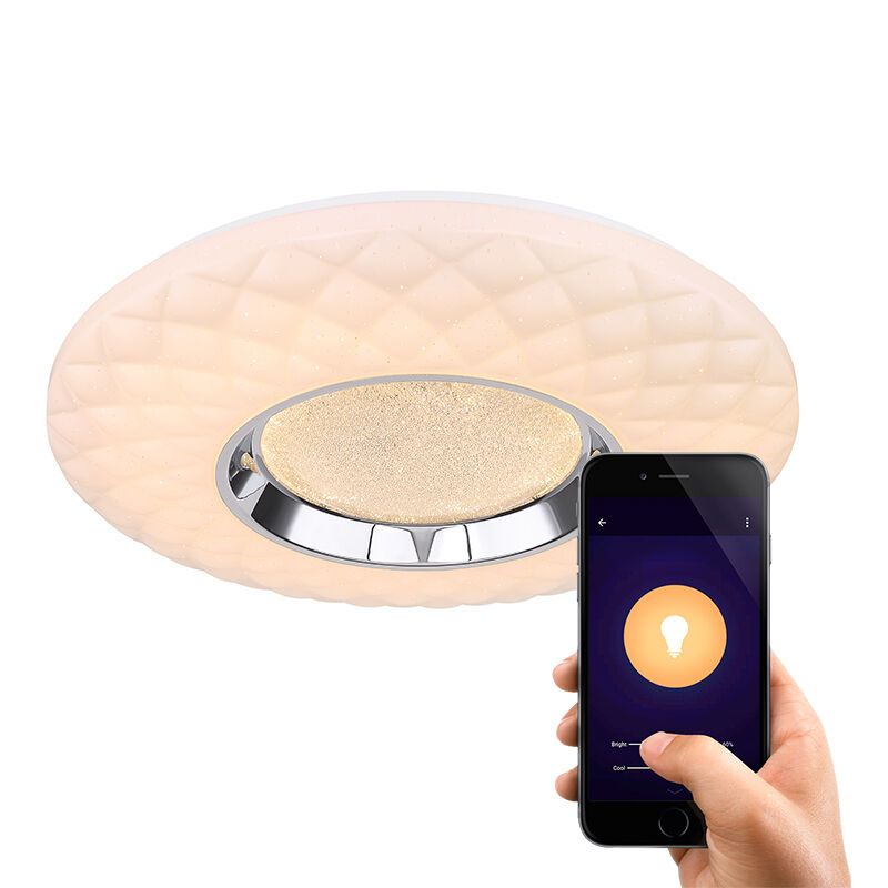 Hvid modern smart loftlampe metal, Aldin, 30W, varm til kold hvid justerbar LED