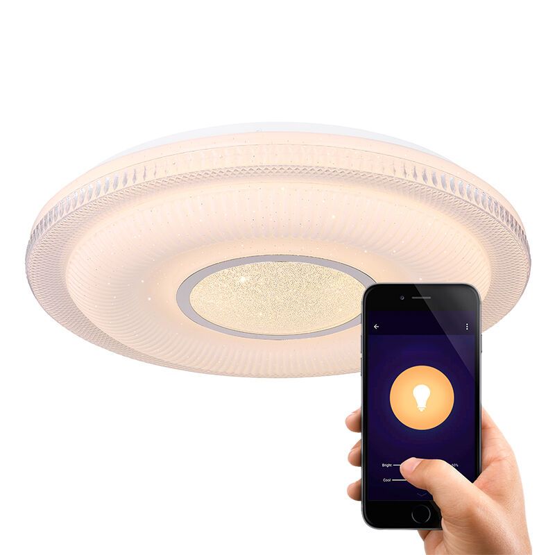 Hvid modern smart loftlampe metal, Aldin, 30W, varm til kold hvid justerbar LED