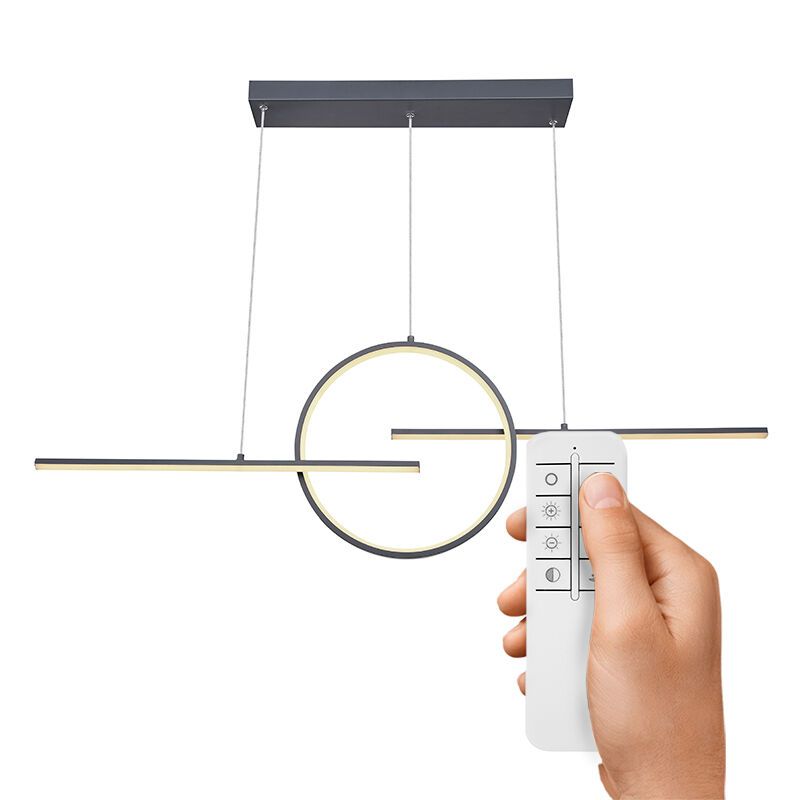 Antracit design pendler lampe metal, Wieger, 50W, varm til kold hvid justerbar LED, med fjärrkontroll