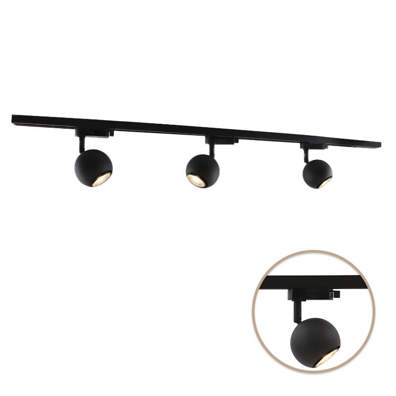 1M 1-faset skinnesystem sort + 3 Alco skinnespots 1M 1-faset skinnesystem sort + 3 Alco skinnespots