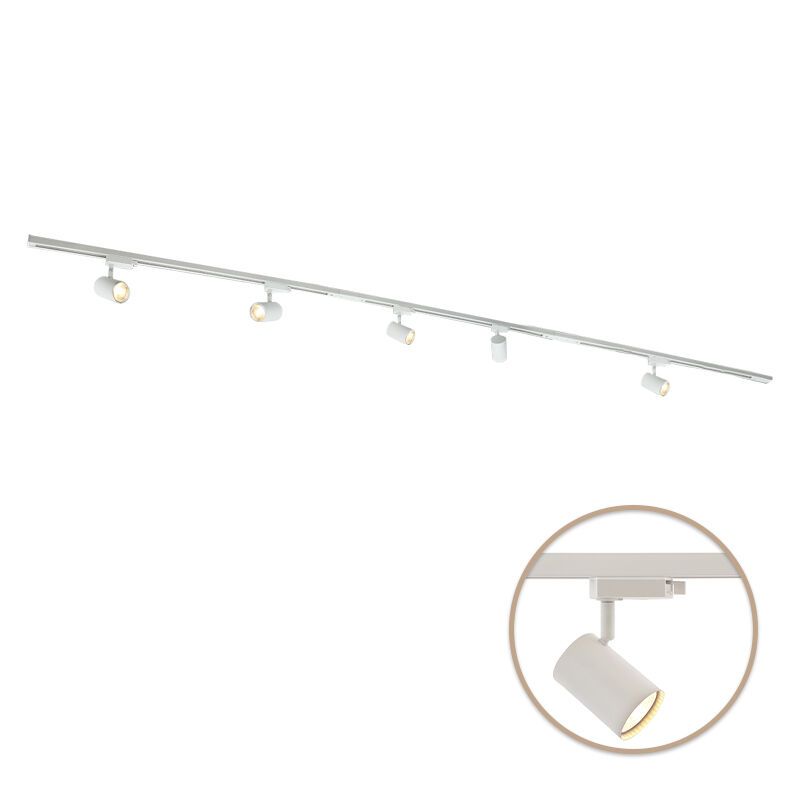 3M 1-faset skinnesystem hvid + 5 Elena skinnespots